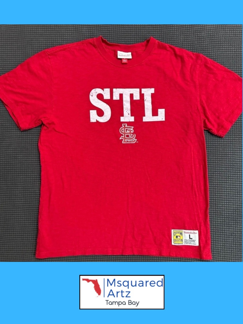 Mitchell & Ness St Louis Cardinals STL Graphic T Shirt Men's Large Red Cotton
